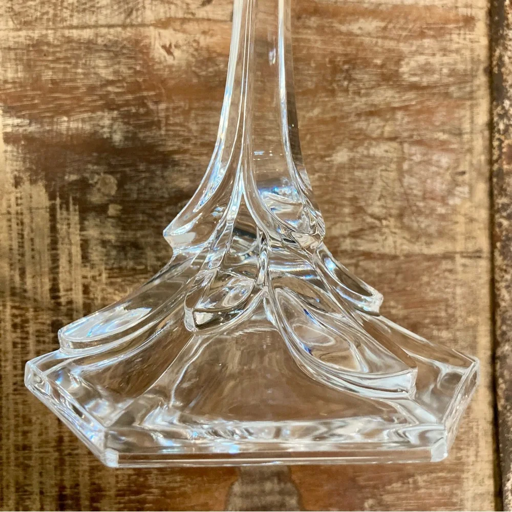 Crystal Candle Holder Candelabra 3-Light Candlestick Holder 10 3/4” Tall Clear